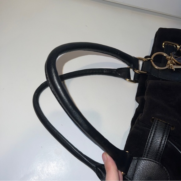 Vintage Black JUICY COUTURE Purse Velour Y2K Shoulder Bag Satchel - Picture 8 of 14